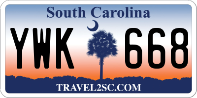 SC license plate YWK668