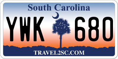 SC license plate YWK680