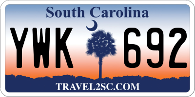 SC license plate YWK692