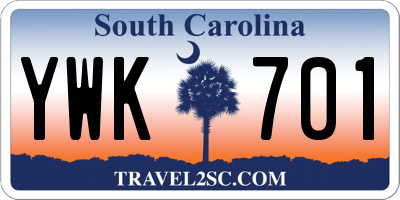SC license plate YWK701