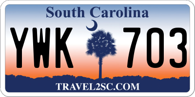 SC license plate YWK703
