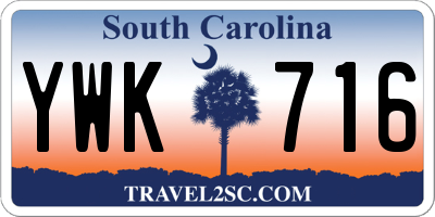SC license plate YWK716
