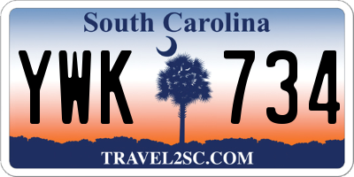 SC license plate YWK734