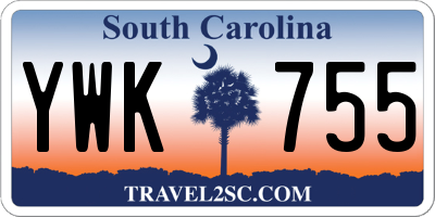 SC license plate YWK755