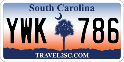 SC license plate YWK786