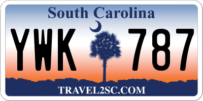 SC license plate YWK787
