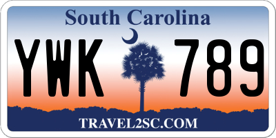 SC license plate YWK789