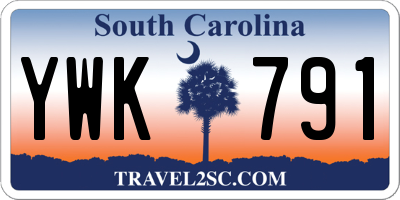 SC license plate YWK791