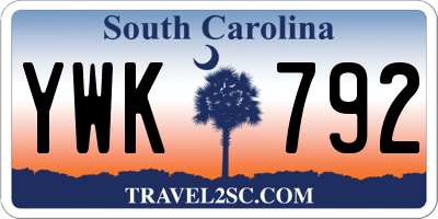 SC license plate YWK792