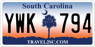 SC license plate YWK794