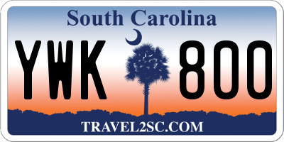 SC license plate YWK800