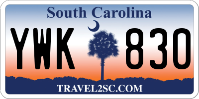 SC license plate YWK830