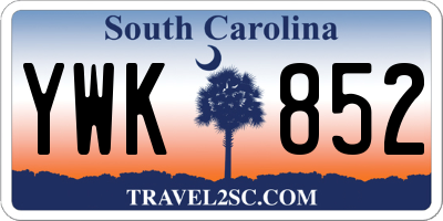 SC license plate YWK852