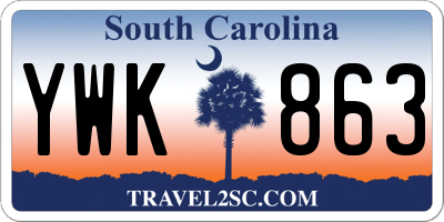 SC license plate YWK863