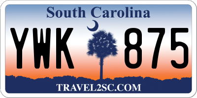 SC license plate YWK875