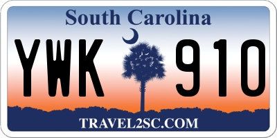 SC license plate YWK910