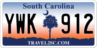 SC license plate YWK912