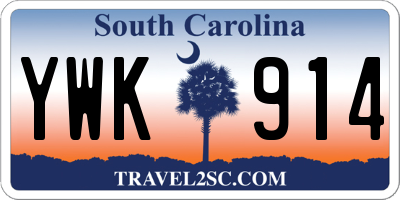 SC license plate YWK914