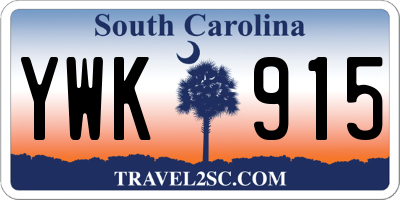SC license plate YWK915