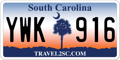 SC license plate YWK916