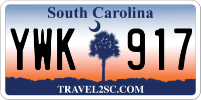 SC license plate YWK917