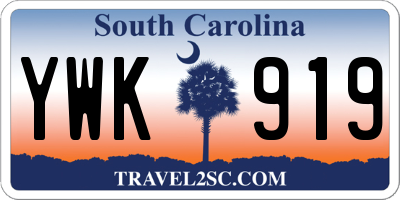 SC license plate YWK919