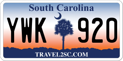SC license plate YWK920