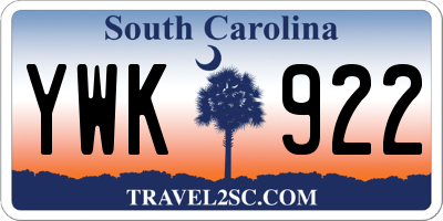 SC license plate YWK922