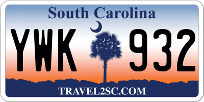 SC license plate YWK932