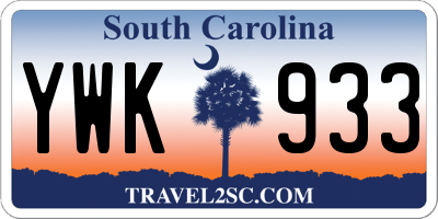 SC license plate YWK933