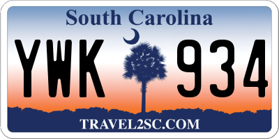 SC license plate YWK934