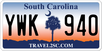 SC license plate YWK940