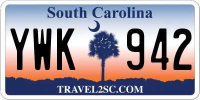 SC license plate YWK942