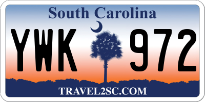 SC license plate YWK972