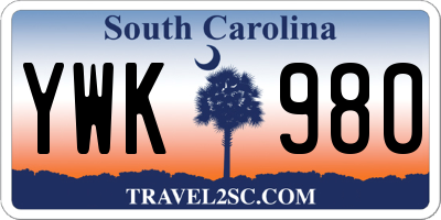 SC license plate YWK980