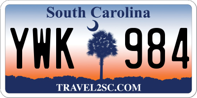 SC license plate YWK984
