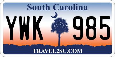 SC license plate YWK985