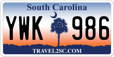 SC license plate YWK986