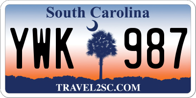 SC license plate YWK987