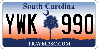 SC license plate YWK990
