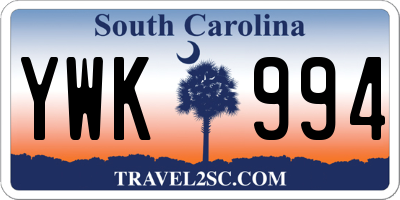SC license plate YWK994