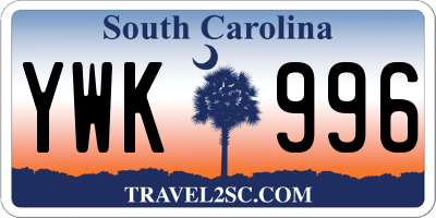 SC license plate YWK996