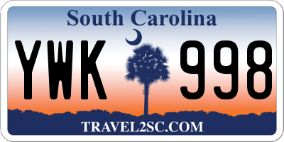 SC license plate YWK998