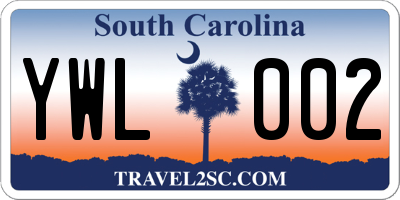 SC license plate YWL002