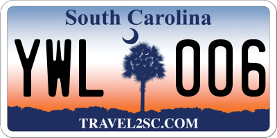 SC license plate YWL006