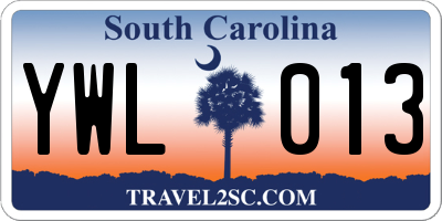 SC license plate YWL013