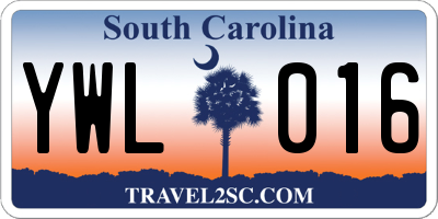 SC license plate YWL016