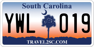 SC license plate YWL019
