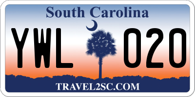SC license plate YWL020