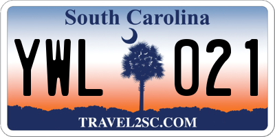 SC license plate YWL021